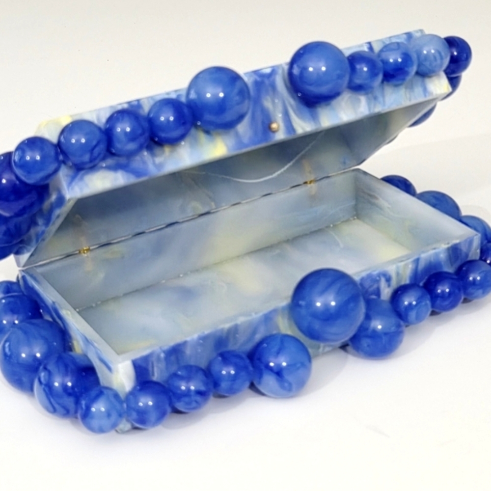CULT GAIA EOS CLUTCH BAG IN GLACIER BLUE TRANSLUCENT MARBLED ACRYLIC - Picture 5 of 8